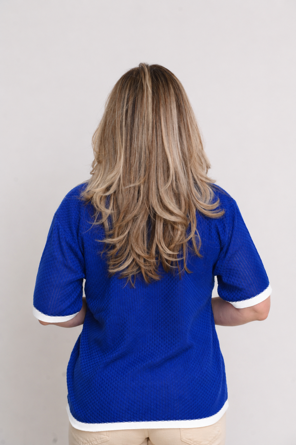 BLUSA DO BRASIL AZUL COM BRANCO TRICOT ESSENZA